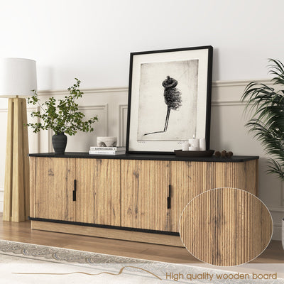Natural Wood Grain Four-Door MDF TV Cabinet, An Ideal Choice for TV And Item Storage in Modern Homes, A Perfect Blend of Nordic And Modern Minimalist Styles, With Dimensions of 55*15.7*18.9 inches