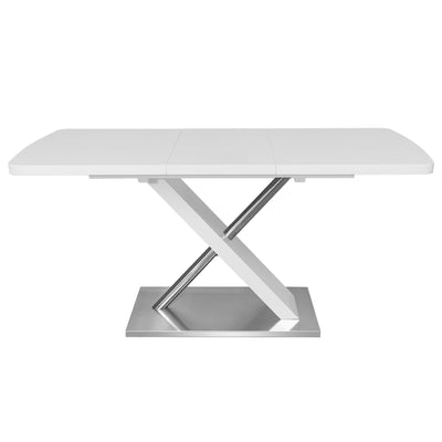 5-Piece Dining Table and Chair Set, Including 4 Beige Chairs and a Retractable Dining Table in White, Suitable For 4 to 6 People's Dining Tables, Suitable for Kitchens and Living Rooms