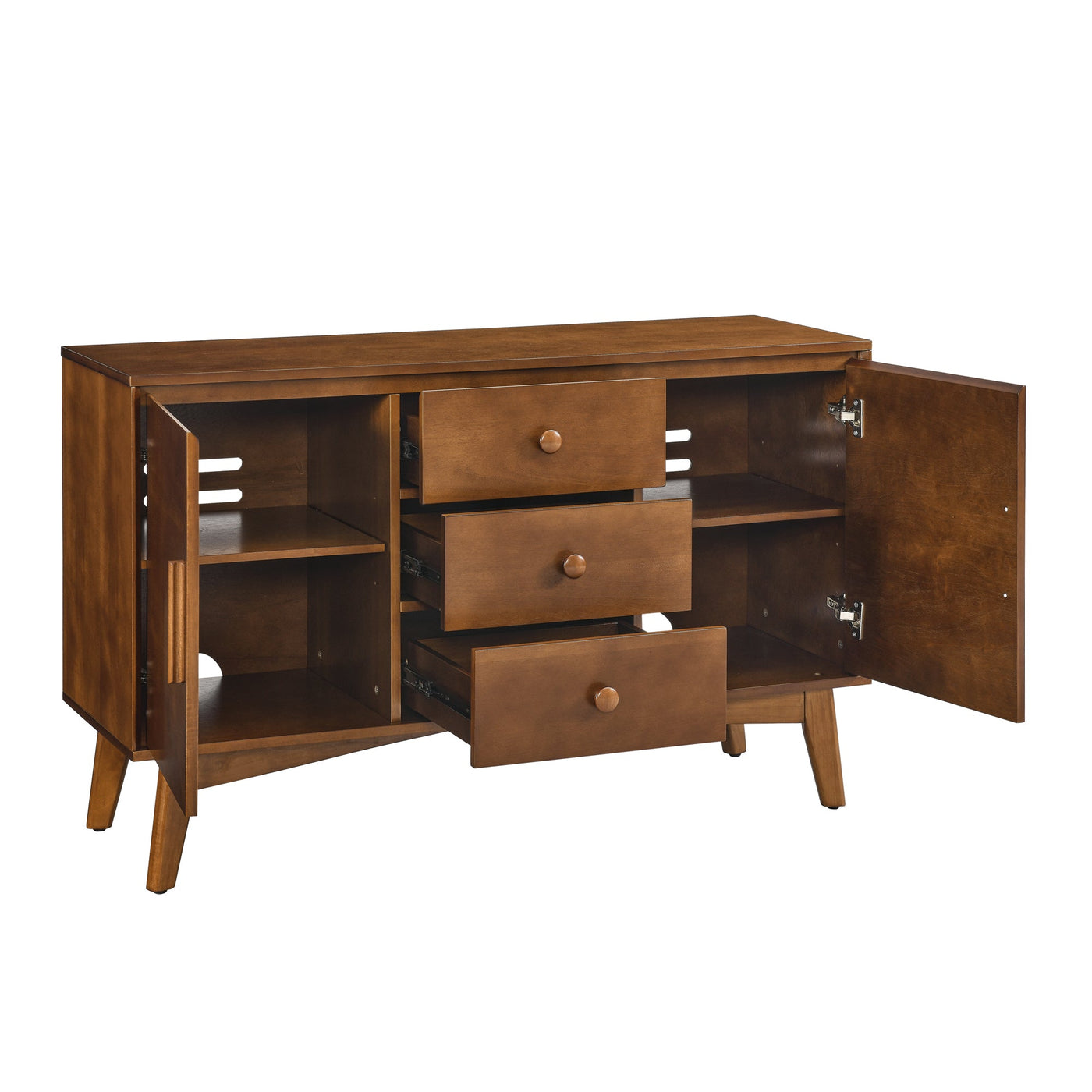 47.3' Mid Century Modern Sideboard Buffet Cabinet with Storage, Storage Cabinet with 2 Doors and 3 Drawers for Kitchen Dining Living Room, Accent Console Table, Walnut