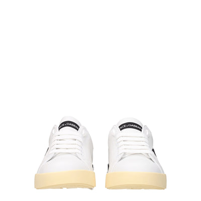 Dolce & Gabbana White Leather Low Tops