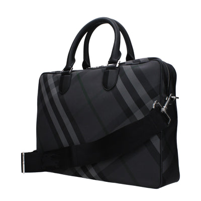 Burberry Gray Fabric Business And Laptop Bags