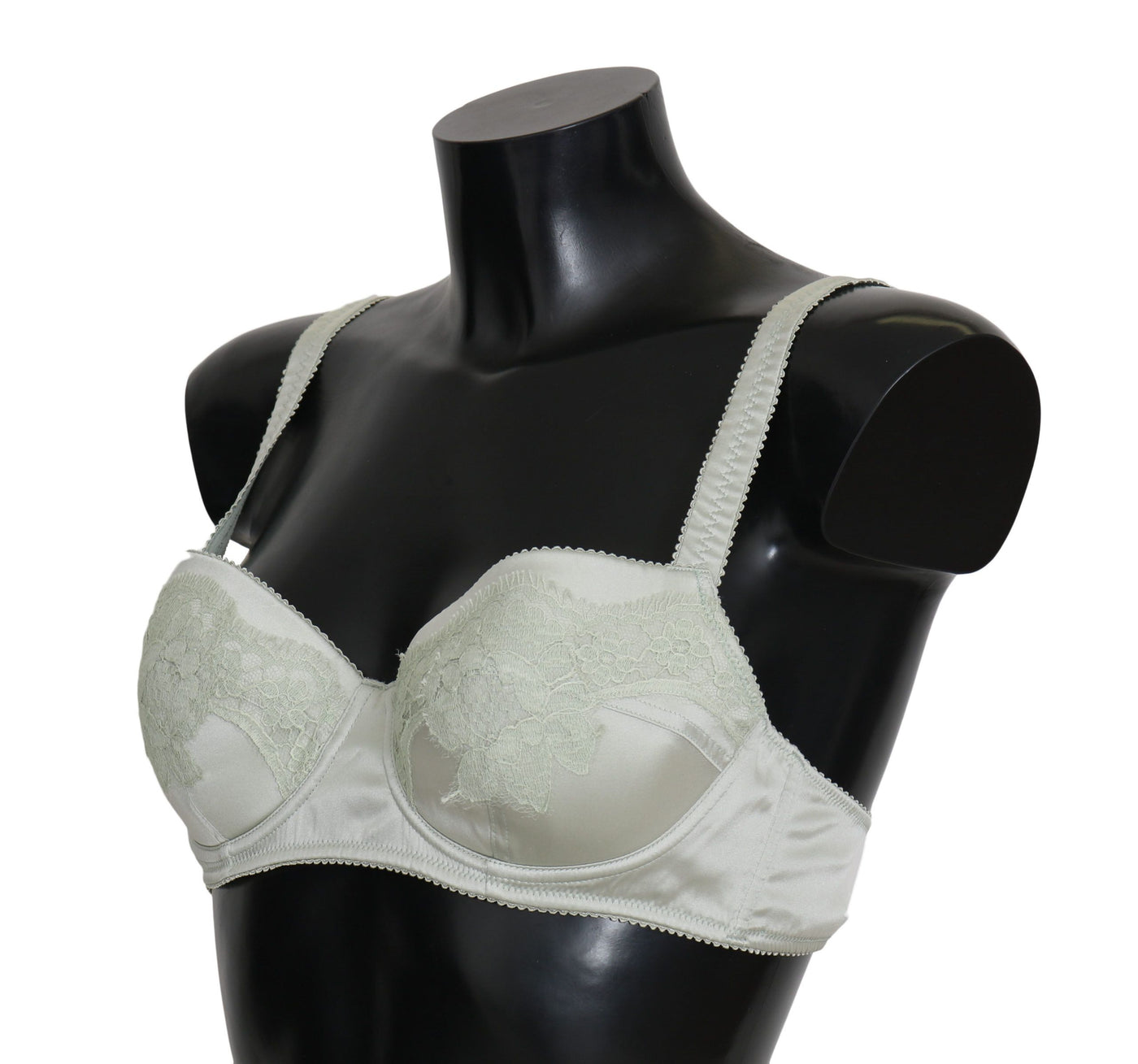 Dolce & Gabbana Green Balconcino Bra Floral Lace Underwear