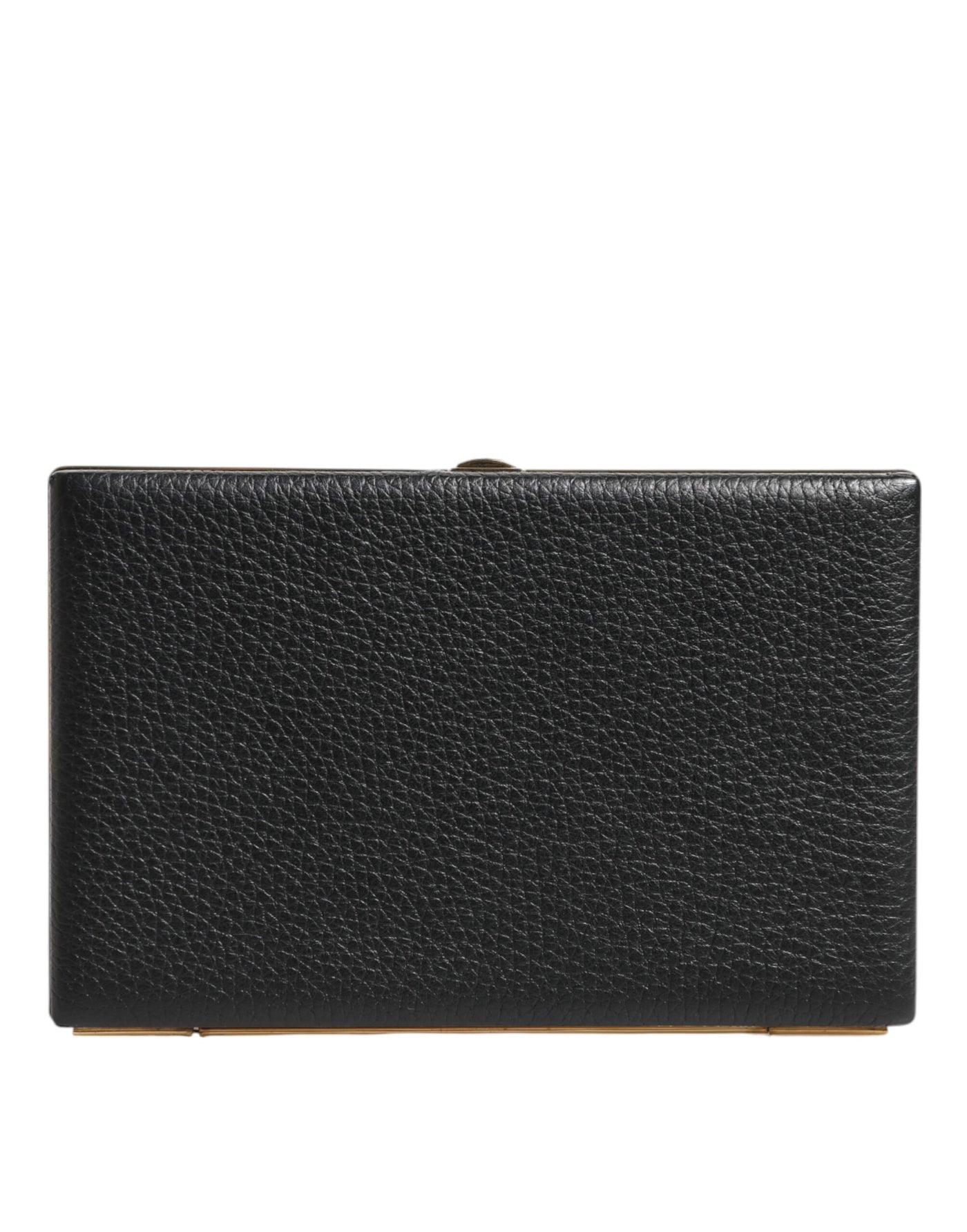 Dolce & Gabbana Black Leather Gold Frame Clutch Evening Party Purse Bag