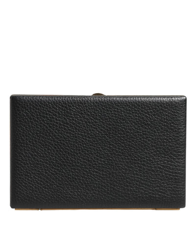 Dolce & Gabbana Black Leather Gold Frame Clutch Evening Party Purse Bag