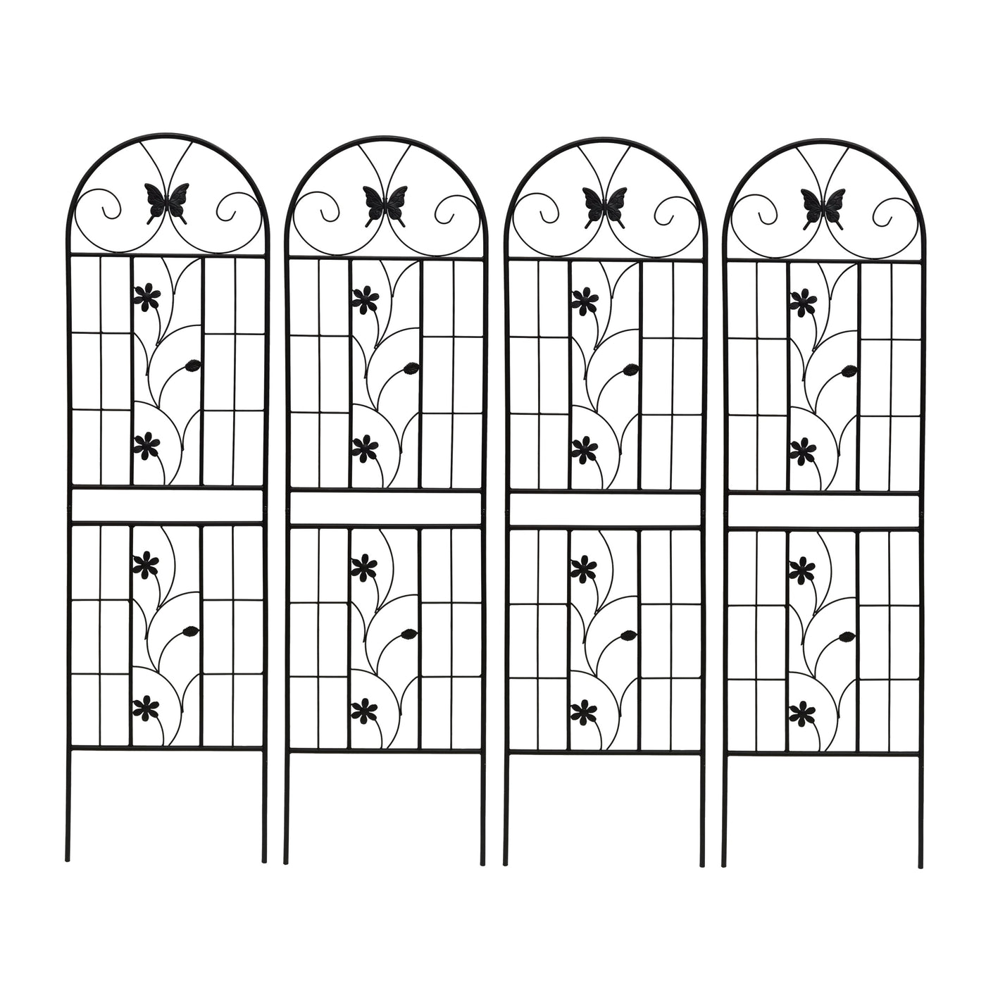 2 Pack Metal Garden Trellis 71' x 19.7' Rustproof Trellis for Climbing Plants Outdoor Flower Support Black