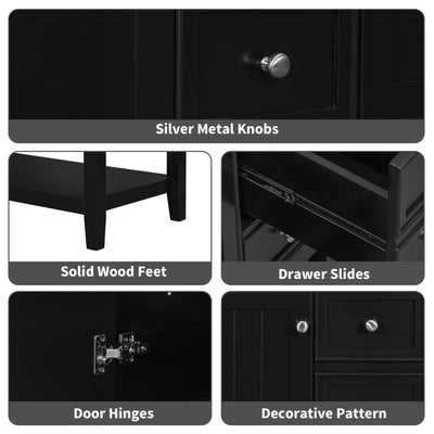 36' Bathroom Vanity with Sink Combo, One Cabinet and Three Drawers, Solid Wood and MDF Board, Black (Old Sku:SY999505AAB)
