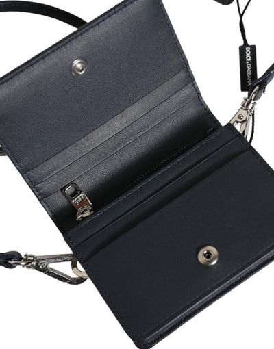 Dolce & Gabbana Beige Black Leather Card Holder Crossbody Men Borse Bag