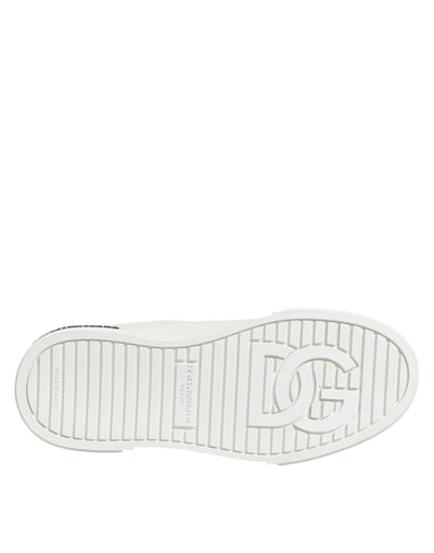 Dolce & Gabbana Black White Leather Portofino Sneaker Shoes