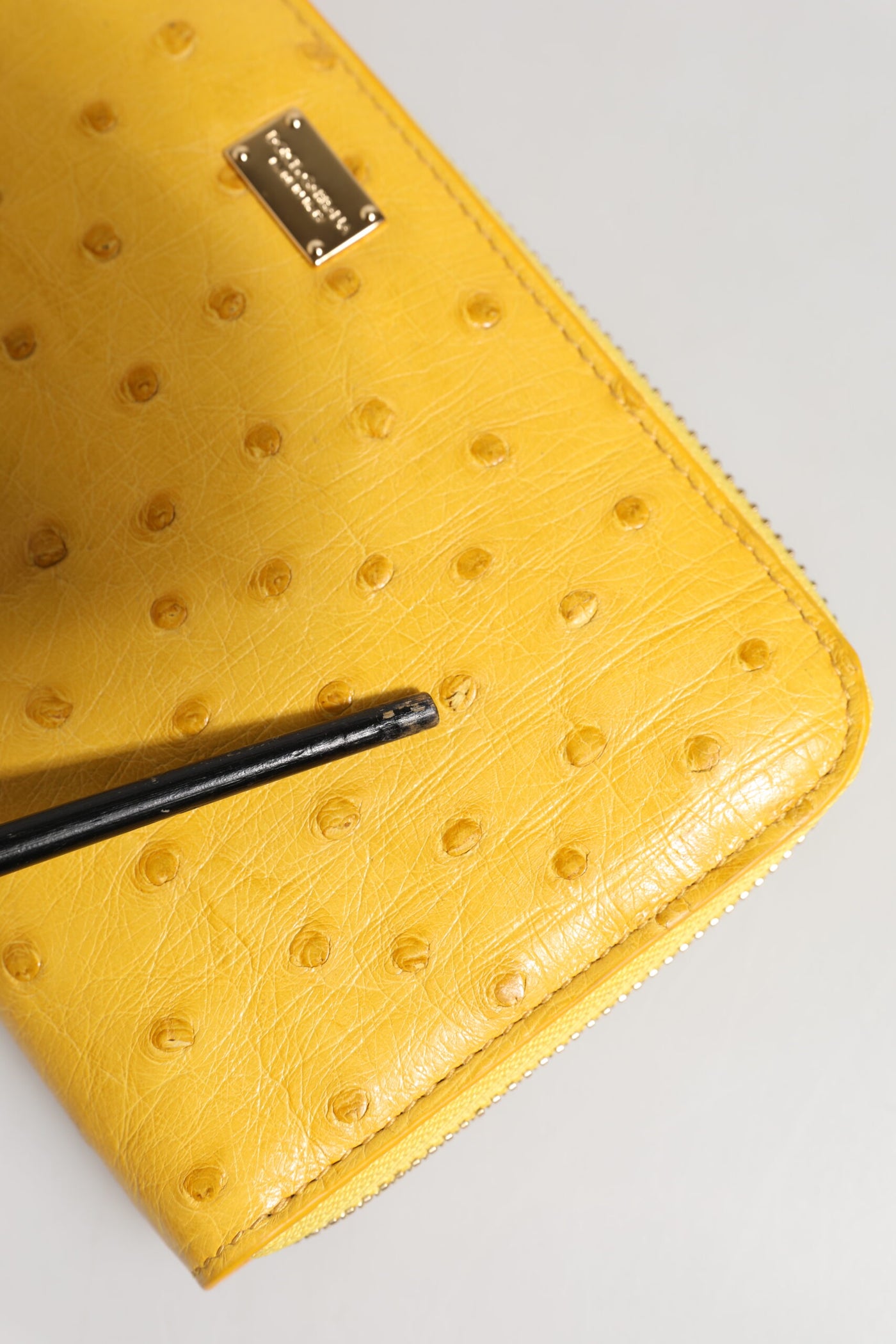 Dolce & Gabbana Yellow Leather Logo Plaque Zip Around Continental Wallet