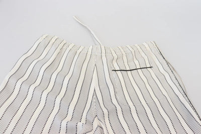 Dolce & Gabbana White Stripes Silk Lounge Trouser Pants