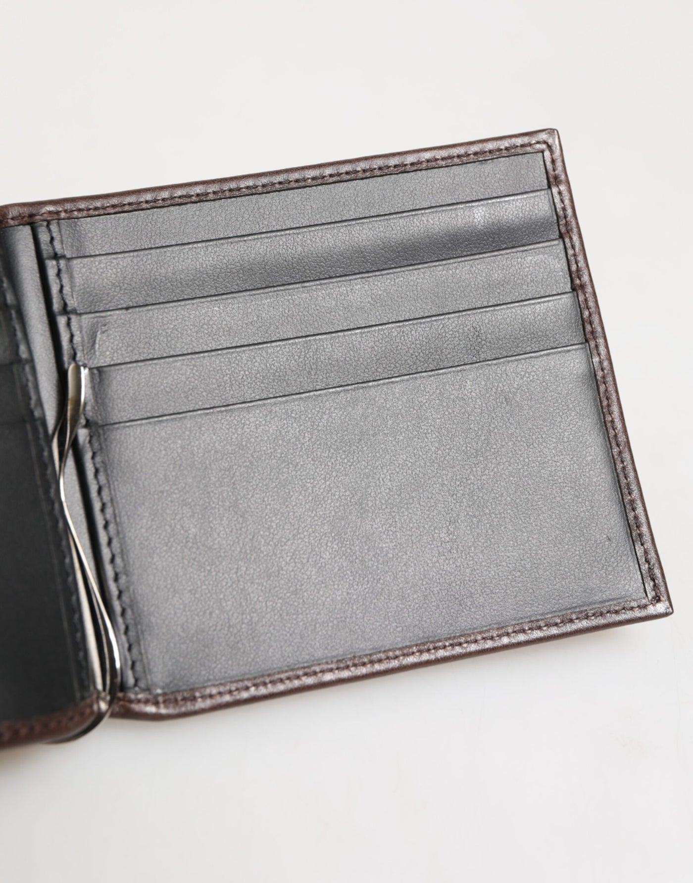 Dolce & Gabbana Brown Leather DG Logo Engrave Bifold Card Holder Wallet