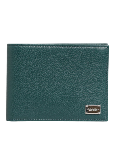 Dolce & Gabbana Green Leather DG Logo Engrave Men Bifold Card Holder Wallet