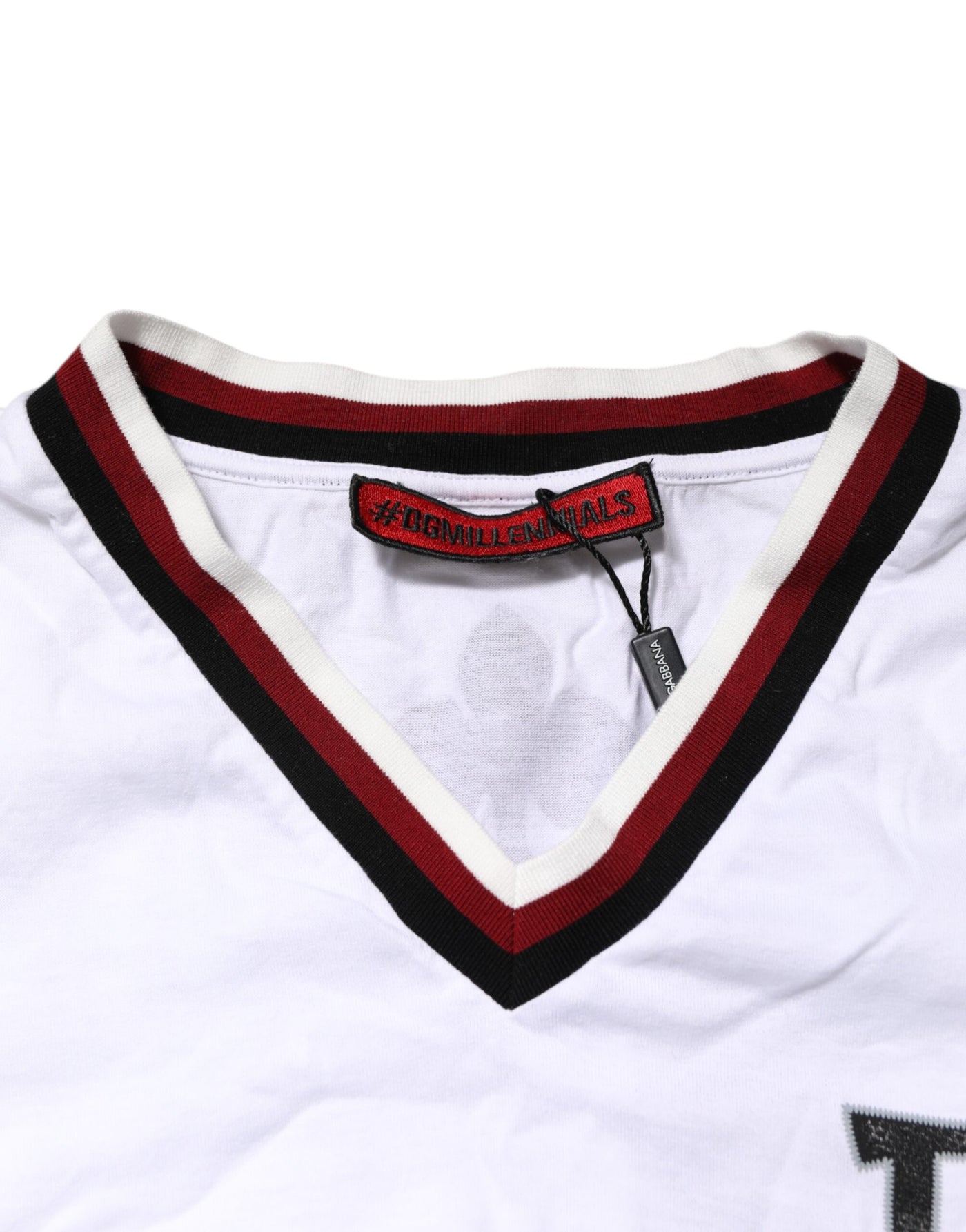Dolce & Gabbana White #DGMillennials King Crown V-neck T-shirt