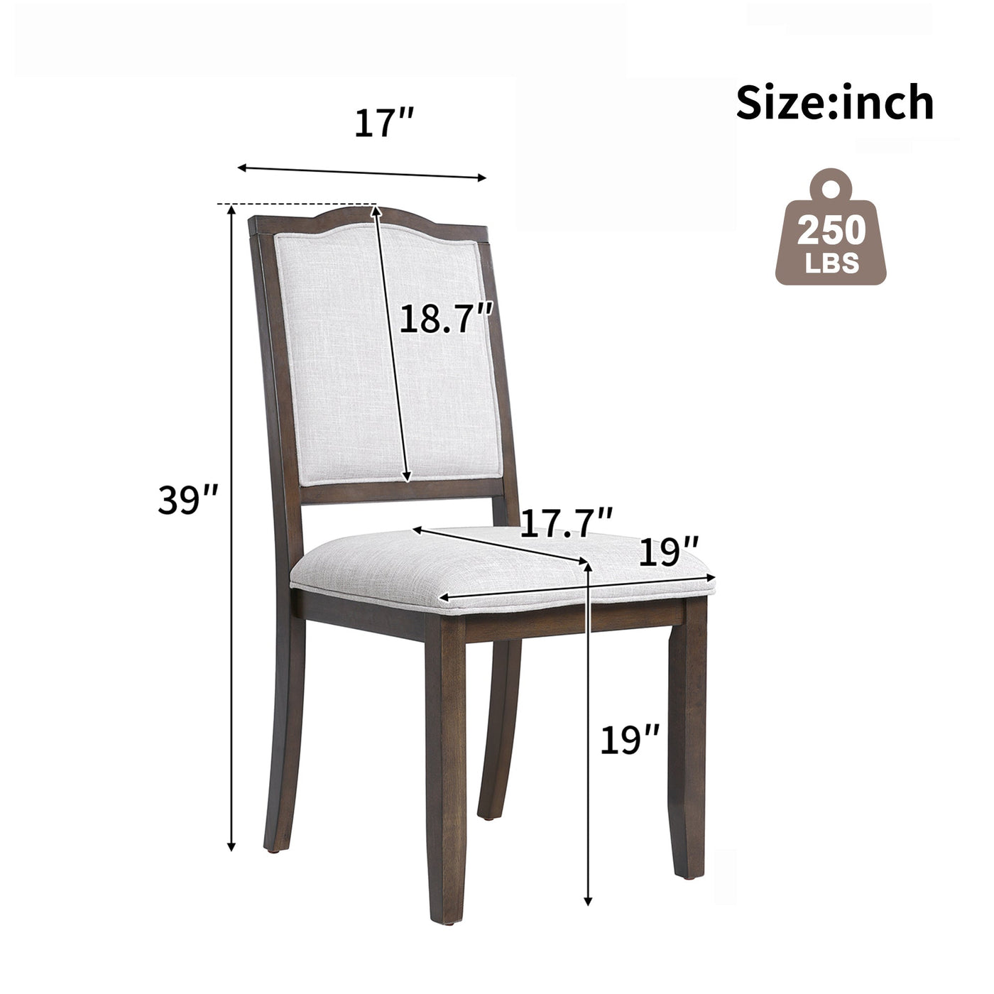 Farmhouse Dining Chairs Set of 4, Upholstered Dining Chairs with High Back, Modern Seating for Kitchen, Bedroom & Living Room(Beige+Brown)