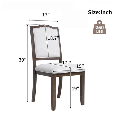 Farmhouse Dining Chairs Set of 4, Upholstered Dining Chairs with High Back, Modern Seating for Kitchen, Bedroom & Living Room(Beige+Brown)