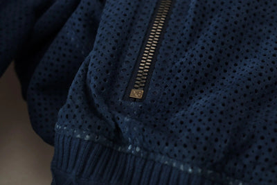 Dolce & Gabbana Blue Leather Perforated Full Zip Jacket
