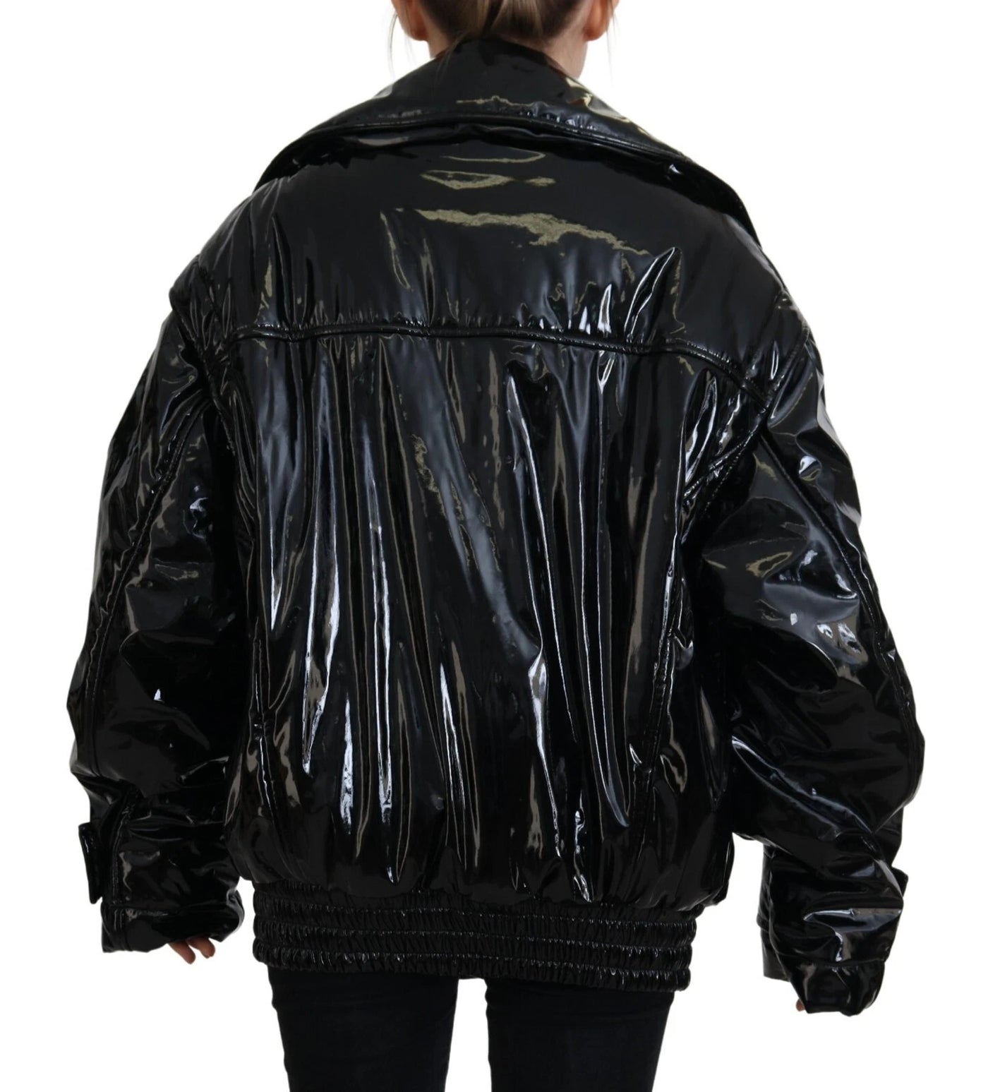 Dolce & Gabbana Polyester Black Shiny Blazer Women Jacket