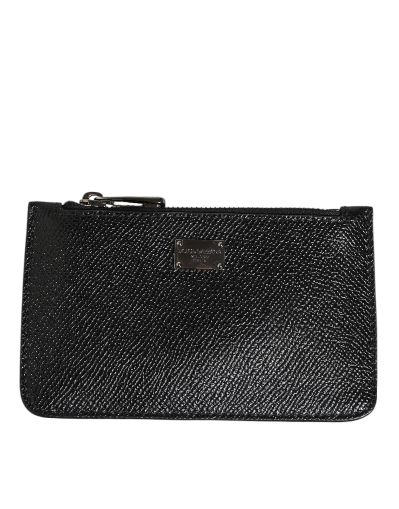 Dolce & Gabbana Black Leather Chain Link Mens Coin Purse Key Clip Holder Wallet