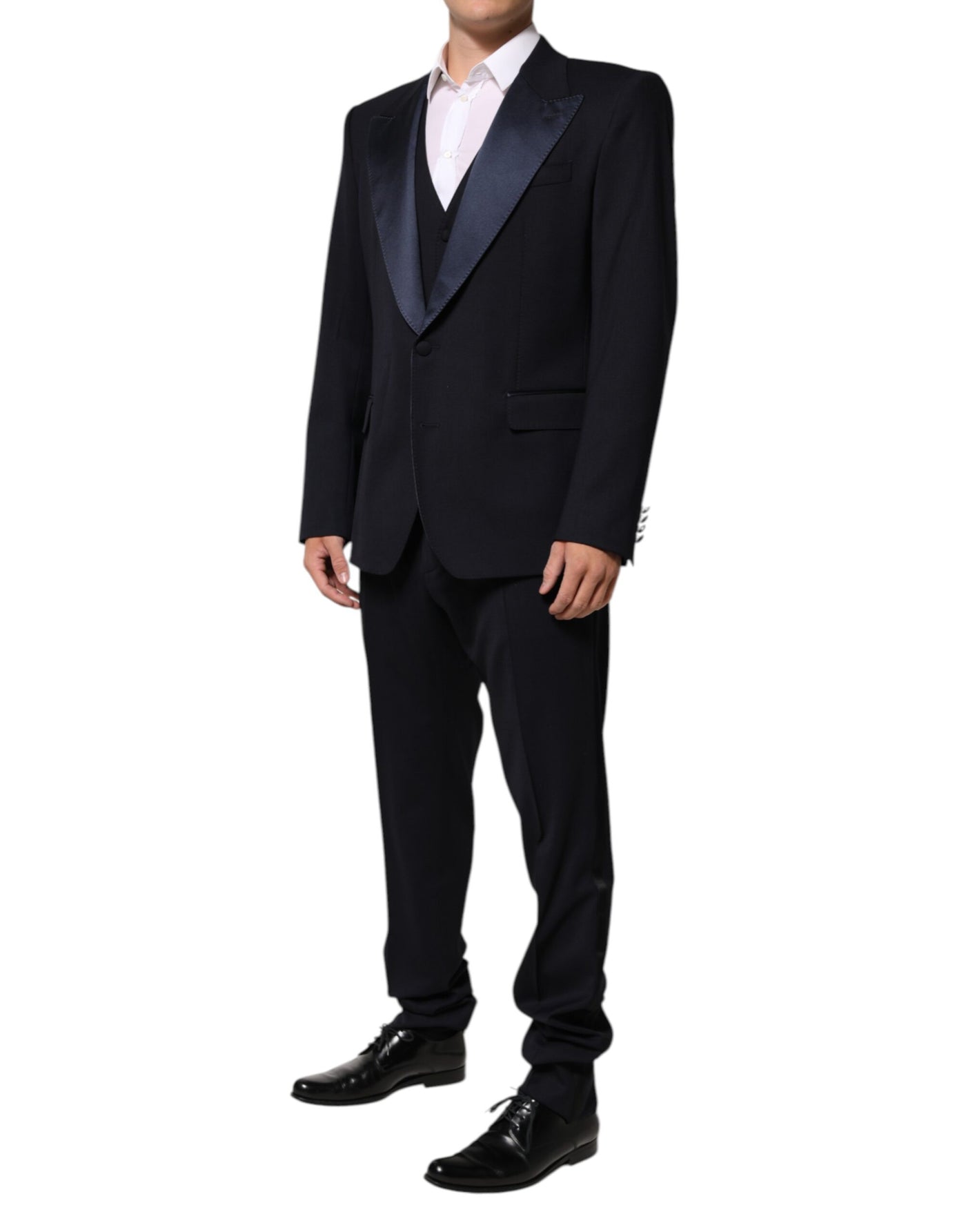 Dolce & Gabbana Black 3 Piece Wool Silk Blend Suit SICILIA