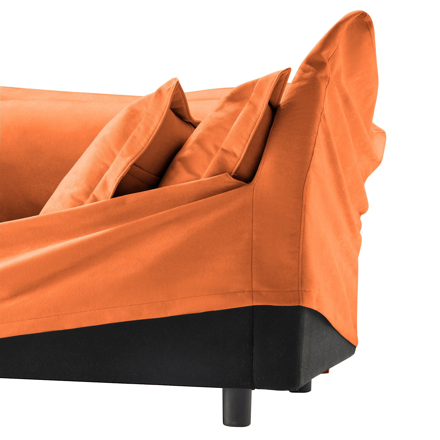 Slipcovered Sectional 2 Seater Sofa Couch with Convertible Ottoman, Wide and Deep Seat L Shaped Sofa with Detachable Cover and Soft Multiple Big Pillows, Chenille Fabric, Orange