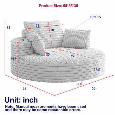 55''L Corduroy Chenille Foam Single Swivel Chair, Fluffy Modern Sleeper, 360 Degree Swivel Chair for Living Room, Bedroom, Lounge and Projection Room