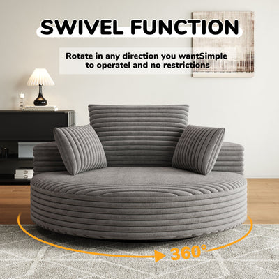 55''L Corduroy Chenille Foam Single Swivel Chair, Fluffy Modern Sleeper, 360 Degree Swivel Chair for Living Room, Bedroom, Lounge and Projection Room