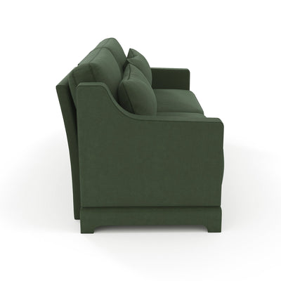 Elegant Two-Seater Chenille Fabric Sofa with Lumbar Pillows, Ergonomic Design, Green