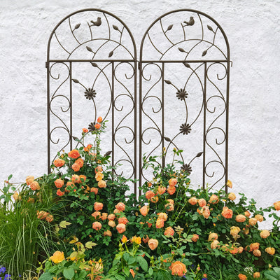 4 Pack Metal Garden Trellis 86.7' x 19.7' Rustproof Trellis for Climbing Plants Outdoor Flower Support Brown