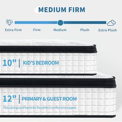 12 Inch Queen Size Oeko-tex100 Cool Kniited Cover Memrory Foam 7 Zoned Pocket Spring Hybrid Mattress