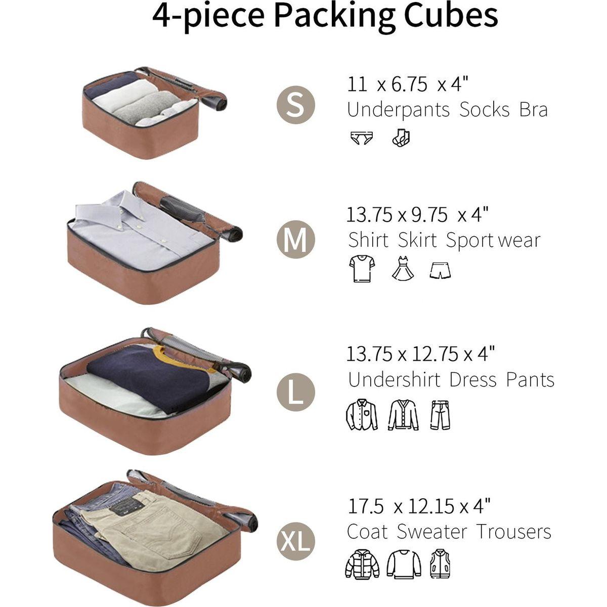 4 Piece Luggage Set Suitcase Set, ABS Hard Shell Lightweight Expandable Travel Luggage with 4 Packing Cubes, TSA Lock, Spinner Wheels for Men Women(16/20/24/28)