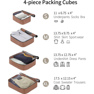 4 Piece Luggage Set Suitcase Set, ABS Hard Shell Lightweight Expandable Travel Luggage with 4 Packing Cubes, TSA Lock, Spinner Wheels for Men Women(16/20/24/28)