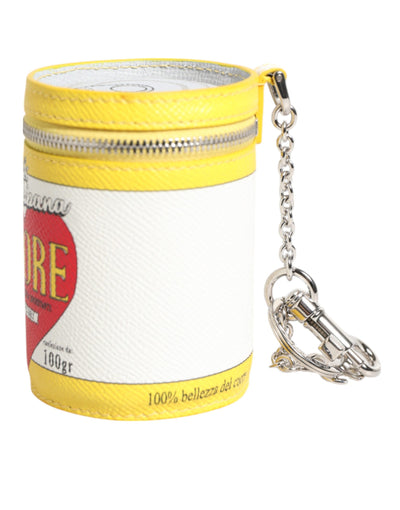 Dolce & Gabbana Amore Leather Yellow Bag Charm Coin Case Keychain Keyring