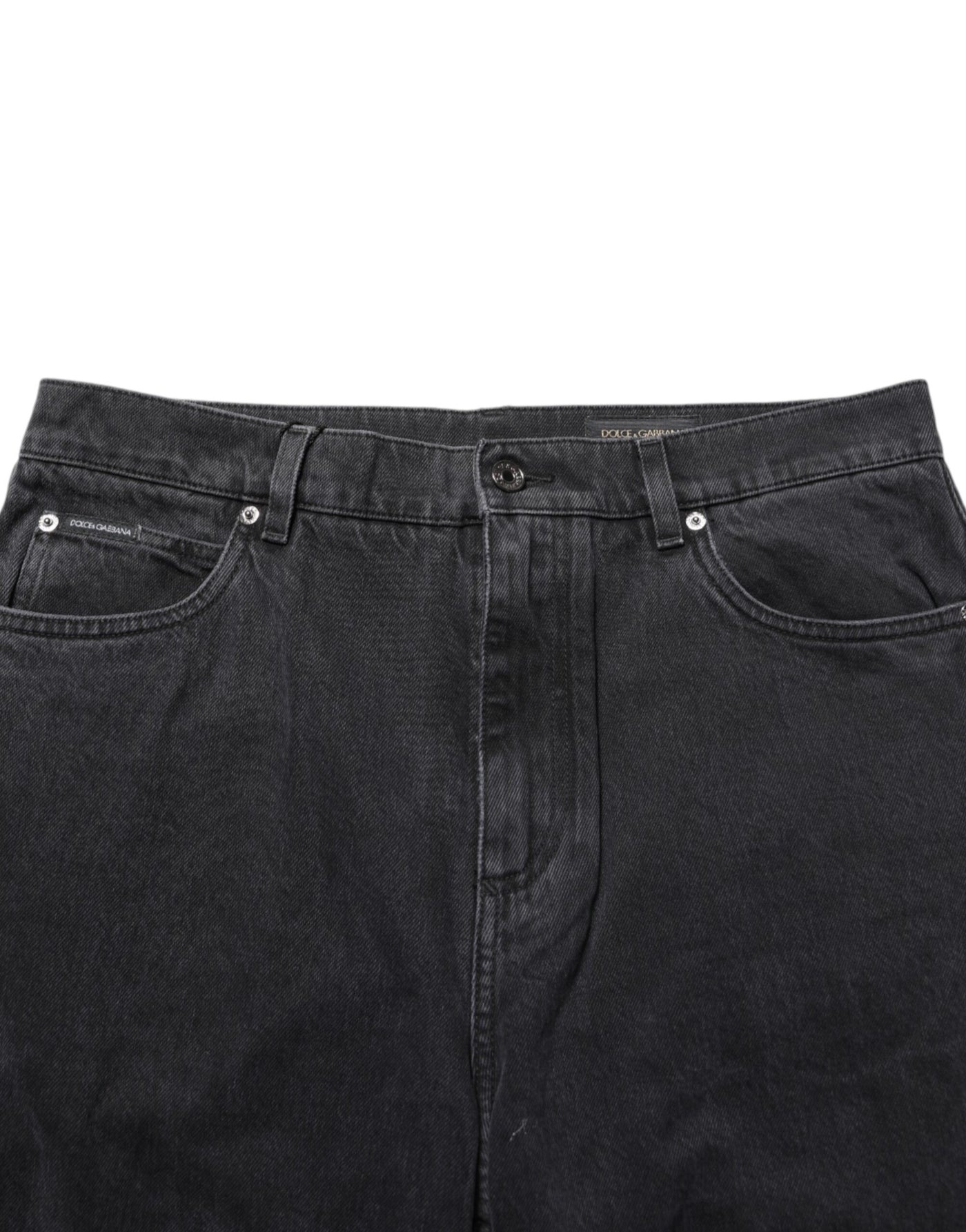 Dolce & Gabbana Black Denim Wide Leg Relaxed Fit Pants Jeans