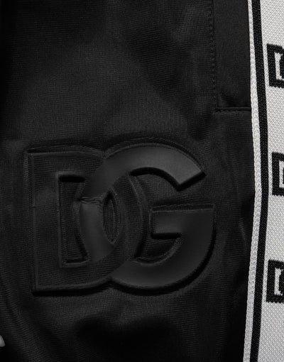 Dolce & Gabbana Black Polyester Logo Stripe Track Jogger Pants