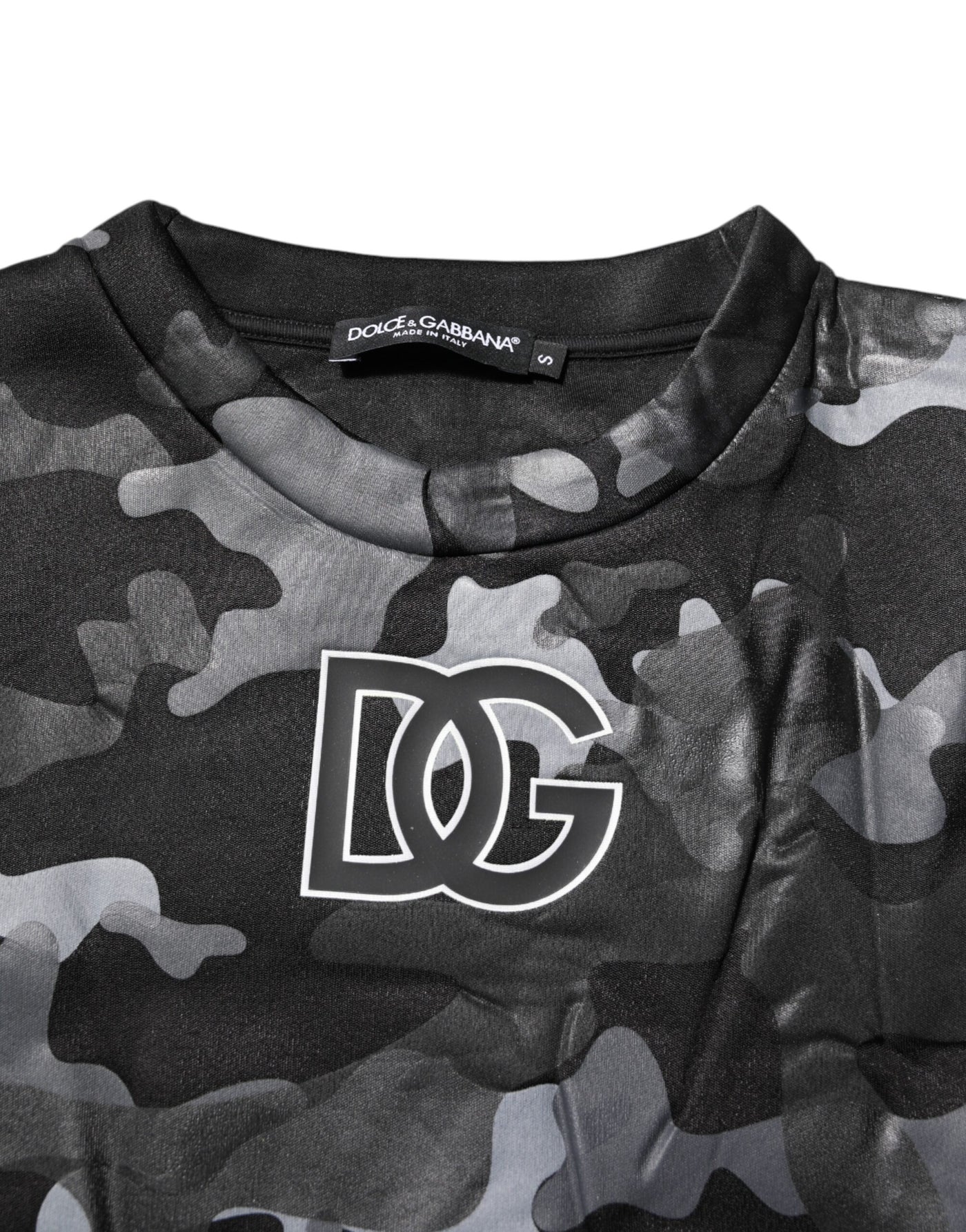 Dolce & Gabbana Black Camouflage Round Neck Sweatshirt Sweater