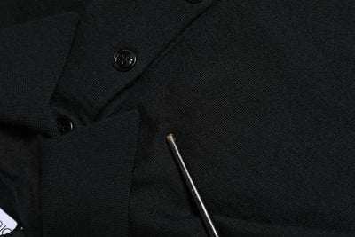 Dolce & Gabbana Black Logo Patch Collared Pullover Sweater