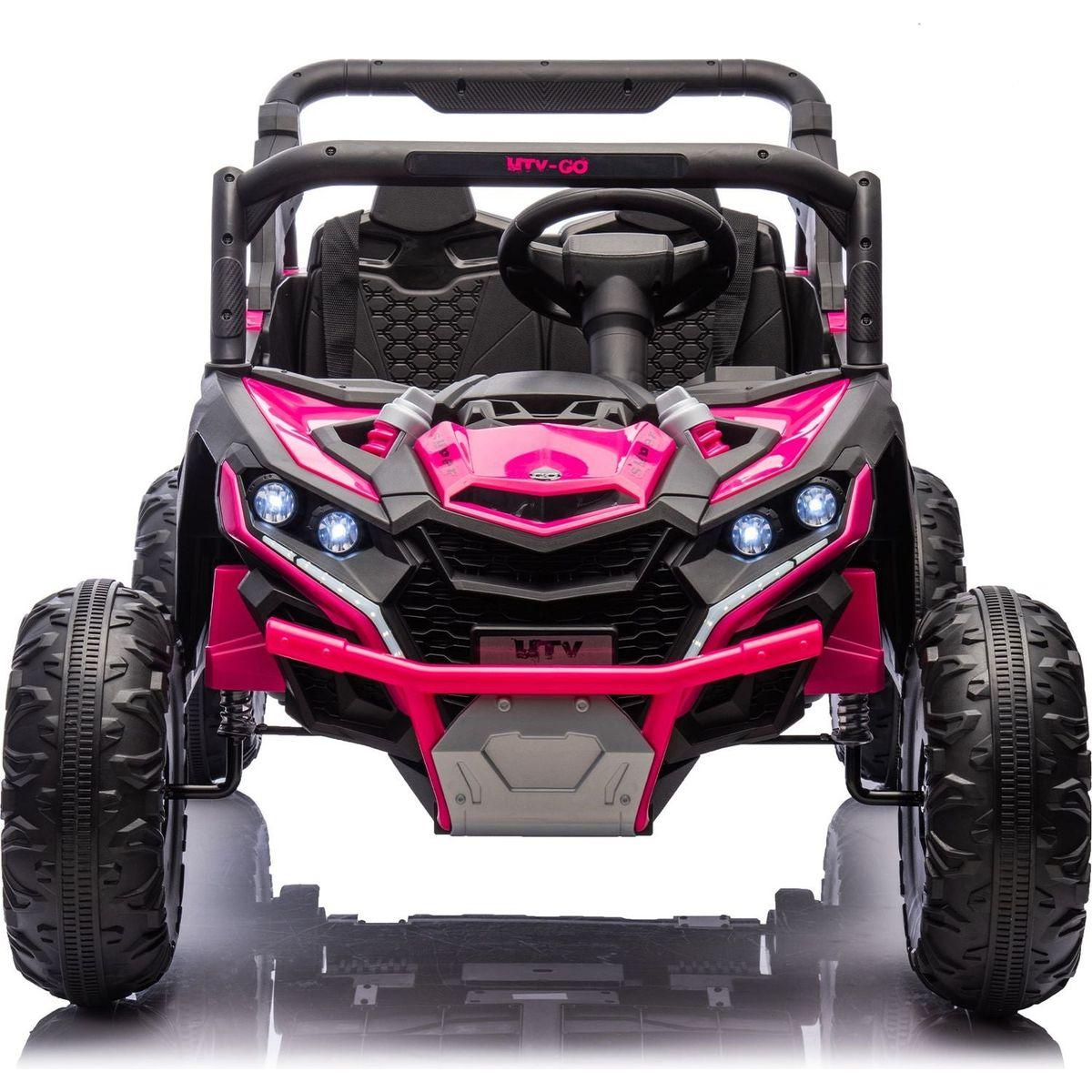24V Two-Seater Kids Ride On UTV W/Parents Remote Control,Four-Wheel Suspension,Slow Start,Large wheel design,Anti-collision bar,Storage space,Music,USB,Bluetooth,Volume control,LED lights for Kids 3+.