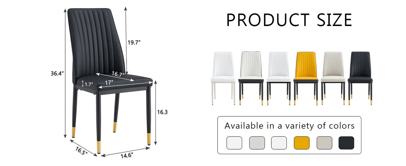 A set of 4 dining chairs, black dining chair set, PU material high backrest seats and sturdy leg chairs, suitable for restaurants, kitchens, and living rooms