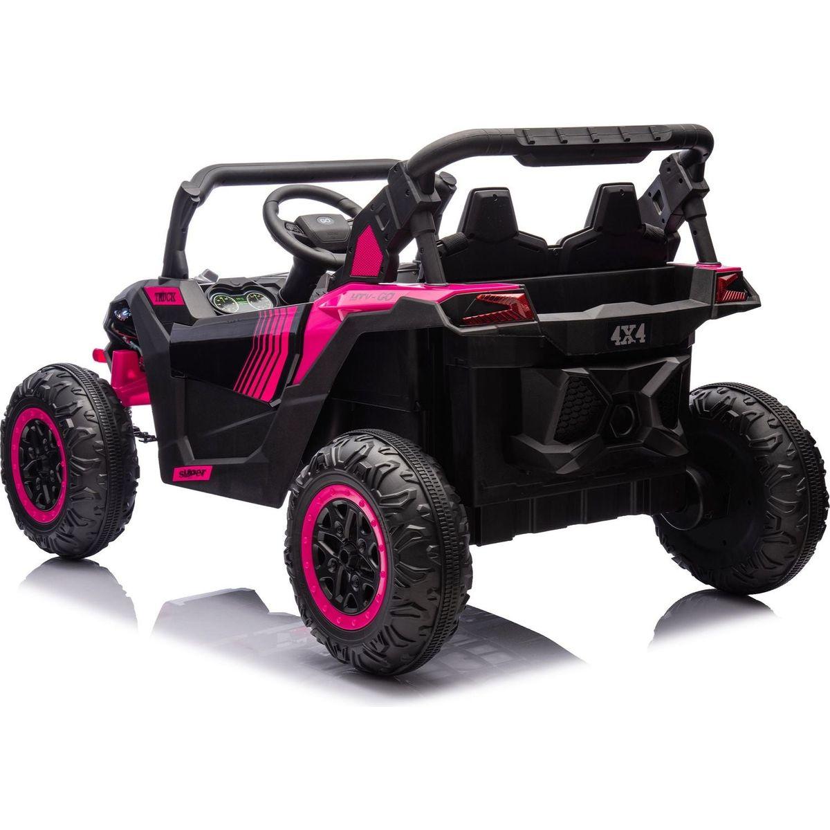 24V Two-Seater Kids Ride On UTV W/Parents Remote Control,Four-Wheel Suspension,Slow Start,Large wheel design,Anti-collision bar,Storage space,Music,USB,Bluetooth,Volume control,LED lights for Kids 3+.