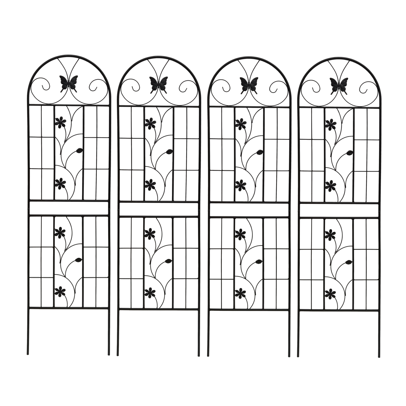 2 Pack Metal Garden Trellis 71' x 19.7' Rustproof Trellis for Climbing Plants Outdoor Flower Support Black