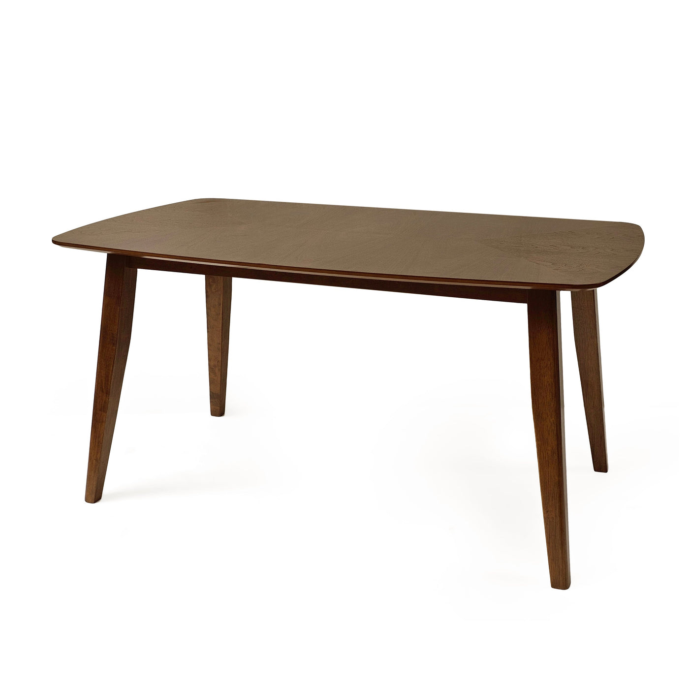 5-Piece Mid-Century Dining Set with Walnut Finished Frame, Upholstered Dining Chairs ,Dark Grey & Wood Dining Table