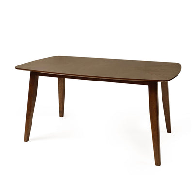 5-Piece Mid-Century Dining Set with Walnut Finished Frame, Upholstered Dining Chairs ,Dark Grey & Wood Dining Table