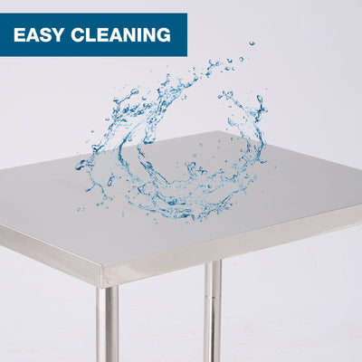 24''*24'' Commercial Work Table for Restaurant and Home Stainless Steel Kitchen Prep Table with Under Shelf and wheels