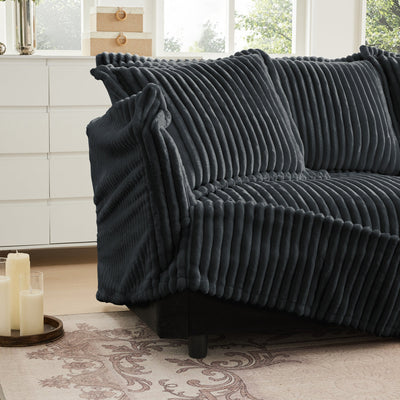 Slipcovered Long Sofa, 4 Seater Sofa with Removable Cover, Extra Deep Couch for Living Room, Corduroy Fabric Cloud Like Comfy Sofa Couch, Gray Corduroy Fabric