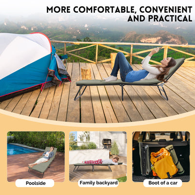 Folding Camping Cot for Adults,  5-Angle Adjustable Camping Cot Heavy Duty Outdoor Bed with Carry Bag,1200 D Layer Oxford Travel Camp Cots