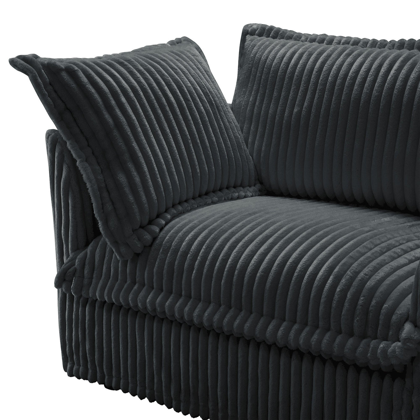 Slipcovered Long Sofa, 4 Seater Sofa with Removable Cover, Extra Deep Couch for Living Room, Corduroy Fabric Cloud Like Comfy Sofa Couch, Gray Corduroy Fabric