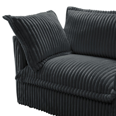 Slipcovered Long Sofa, 4 Seater Sofa with Removable Cover, Extra Deep Couch for Living Room, Corduroy Fabric Cloud Like Comfy Sofa Couch, Gray Corduroy Fabric