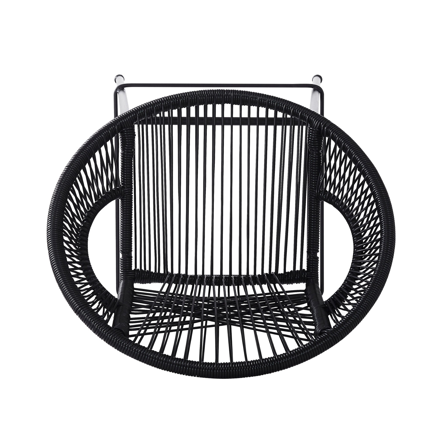 Ferrara Outdoor Patio Barstool Set of 2, Black Faux Wicker PE Rattan with Iron Frame
