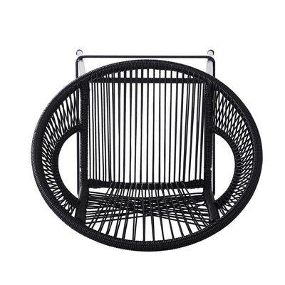 Ferrara Outdoor Patio Barstool Set of 2, Black Faux Wicker PE Rattan with Iron Frame