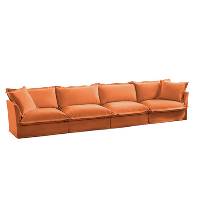 Slipcovered Long Sofa, 4 Seater Sofa with Removable Cover, Extra Deep Couch for Living Room, ,Chenille Fabric Cloud Like Comfy Sofa Couch, Orange Chenille Fabric